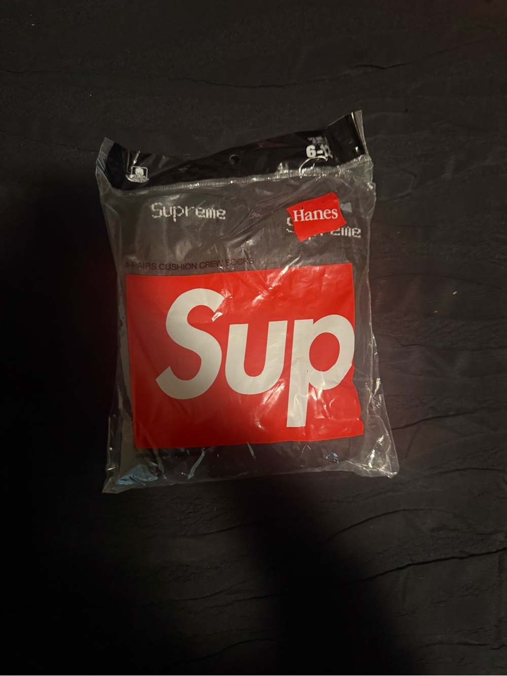 Hanes Black Tee with Red Box Logo